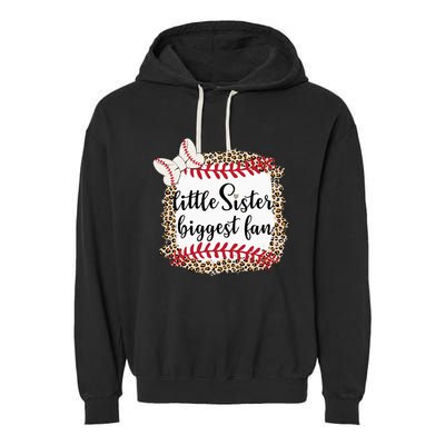 Baseball Little Sister Biggest Fan For Baseball Player Garment-Dyed Fleece Hoodie