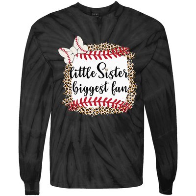 Baseball Little Sister Biggest Fan For Baseball Player Tie-Dye Long Sleeve Shirt