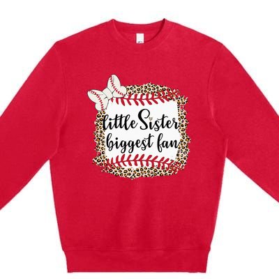 Baseball Little Sister Biggest Fan For Baseball Player Premium Crewneck Sweatshirt