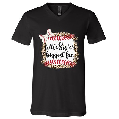 Baseball Little Sister Biggest Fan funny Baseball Player V-Neck T-Shirt