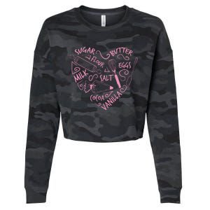 Baking Love Sugar Butter Flour Heart Cake Pastry Chef Baker Cropped Pullover Crew