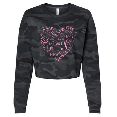 Baking Love Sugar Butter Flour Heart Cake Pastry Chef Baker Cropped Pullover Crew