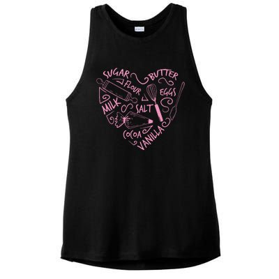 Baking Love Sugar Butter Flour Heart Cake Pastry Chef Baker Ladies PosiCharge Tri-Blend Wicking Tank