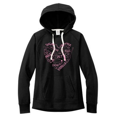 Baking Love Sugar Butter Flour Heart Cake Pastry Chef Baker Women's Fleece Hoodie