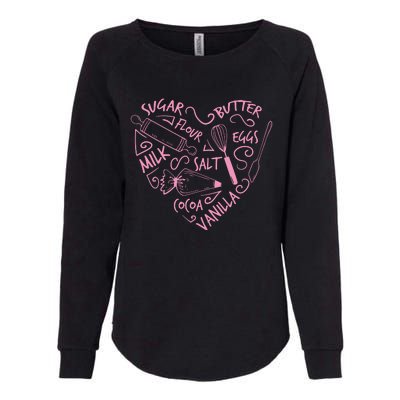 Baking Love Sugar Butter Flour Heart Cake Pastry Chef Baker Womens California Wash Sweatshirt