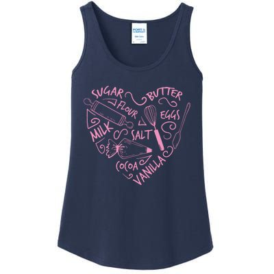 Baking Love Sugar Butter Flour Heart Cake Pastry Chef Baker Ladies Essential Tank