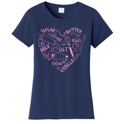 Baking Love Sugar Butter Flour Heart Cake Pastry Chef Baker Women's T-Shirt