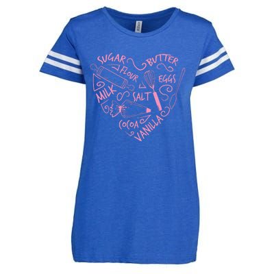 Baking Love Sugar Butter Flour Heart Cake Pastry Chef Baker Enza Ladies Jersey Football T-Shirt