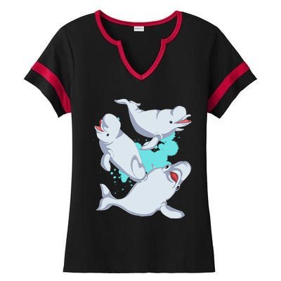 Beluga Lover Sea Creature Ocean Mammal Animal Beluga Whale Ladies Halftime Notch Neck Tee