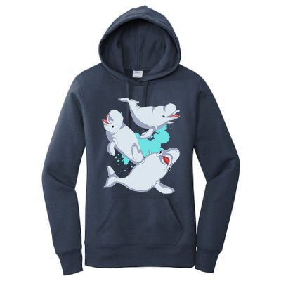 Beluga Lover Sea Creature Ocean Mammal Animal Beluga Whale Women's Pullover Hoodie