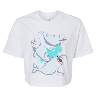 Beluga Lover Sea Creature Ocean Mammal Animal Beluga Whale Bella+Canvas Jersey Crop Tee