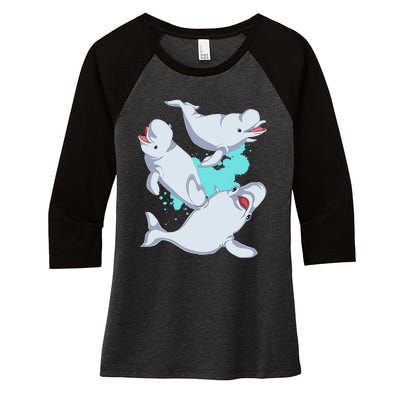 Beluga Lover Sea Creature Ocean Mammal Animal Beluga Whale Women's Tri-Blend 3/4-Sleeve Raglan Shirt