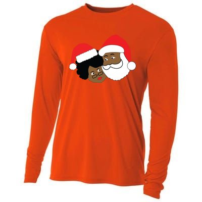 Black Loving Santa Claus And Mrs Claus Ethnic Christmas Meaningful Gift Cooling Performance Long Sleeve Crew