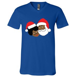 Black Loving Santa Claus And Mrs Claus Ethnic Christmas Meaningful Gift V-Neck T-Shirt