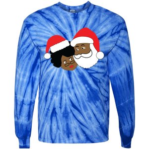 Black Loving Santa Claus And Mrs Claus Ethnic Christmas Meaningful Gift Tie-Dye Long Sleeve Shirt