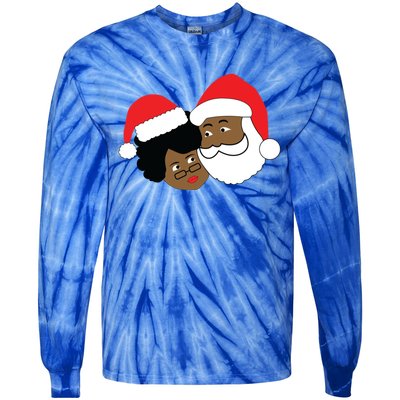 Black Loving Santa Claus And Mrs Claus Ethnic Christmas Meaningful Gift Tie-Dye Long Sleeve Shirt