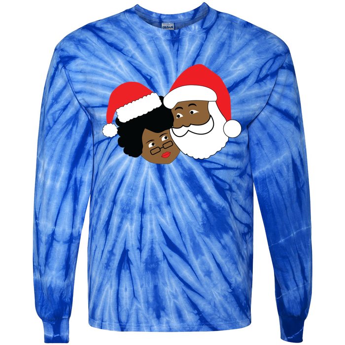 Black Loving Santa Claus And Mrs Claus Ethnic Christmas Meaningful Gift Tie-Dye Long Sleeve Shirt