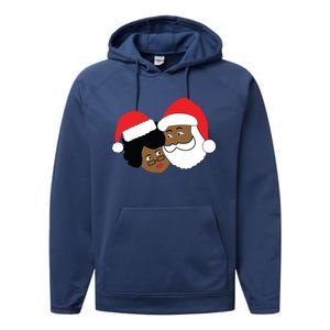 Black Loving Santa Claus And Mrs Claus Ethnic Christmas Meaningful Gift Performance Fleece Hoodie