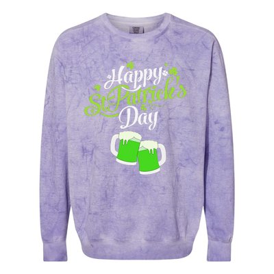 Beer Lucky Shamrock Happy St Patricks Day Green Colorblast Crewneck Sweatshirt