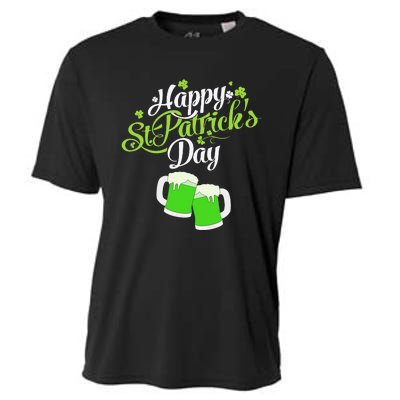 Beer Lucky Shamrock Happy St Patricks Day Green Cooling Performance Crew T-Shirt