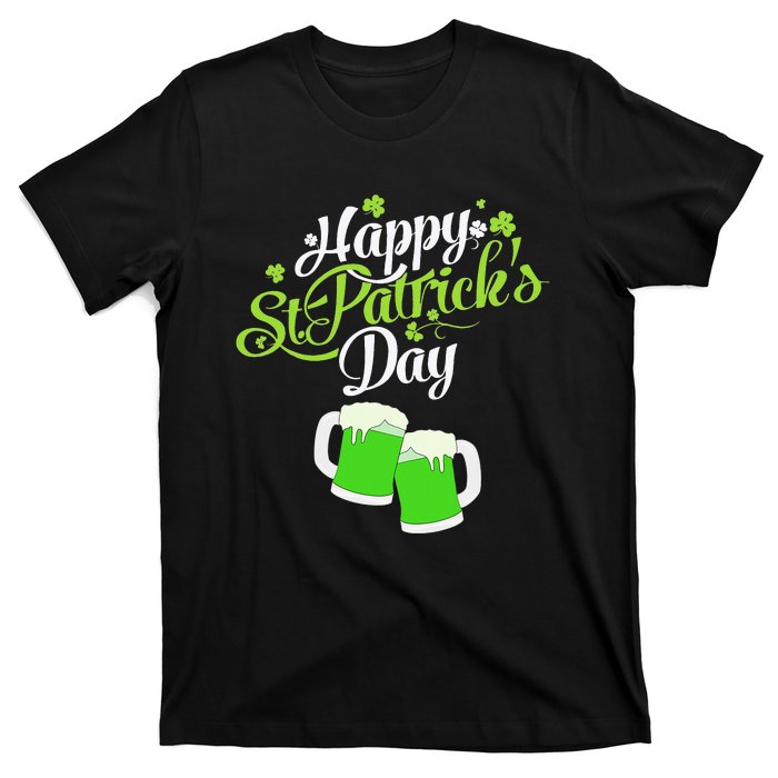 Beer Lucky Shamrock Happy St Patricks Day Green T-Shirt