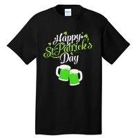 Beer Lucky Shamrock Happy St Patricks Day Green Tall T-Shirt