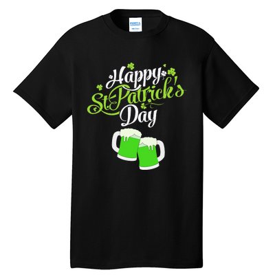 Beer Lucky Shamrock Happy St Patricks Day Green Tall T-Shirt