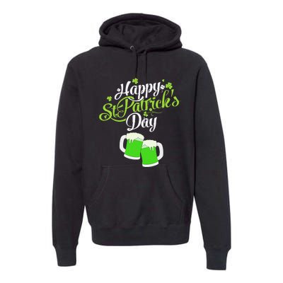 Beer Lucky Shamrock Happy St Patricks Day Green Premium Hoodie