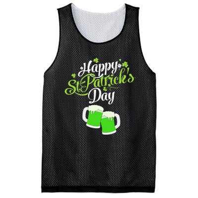 Beer Lucky Shamrock Happy St Patricks Day Green Mesh Reversible Basketball Jersey Tank