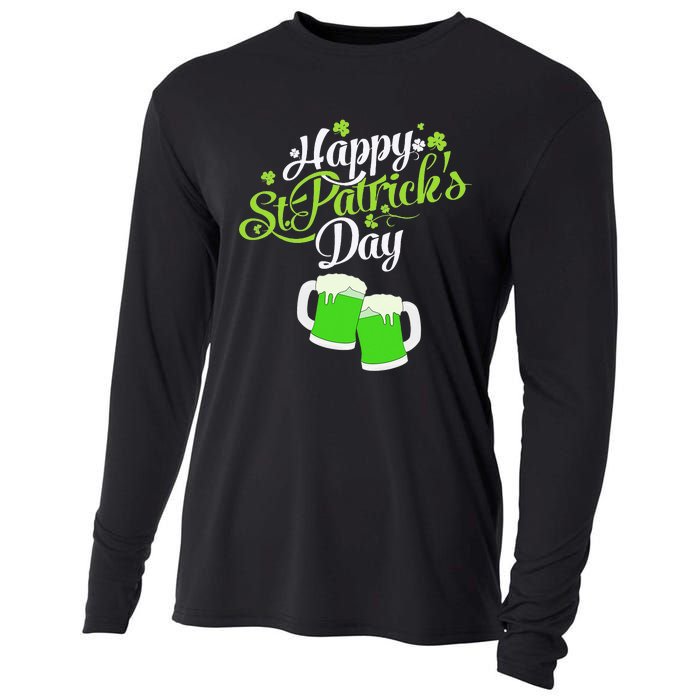 Beer Lucky Shamrock Happy St Patricks Day Green Cooling Performance Long Sleeve Crew