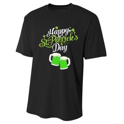 Beer Lucky Shamrock Happy St Patricks Day Green Performance Sprint T-Shirt