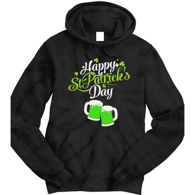 Beer Lucky Shamrock Happy St Patricks Day Green Tie Dye Hoodie