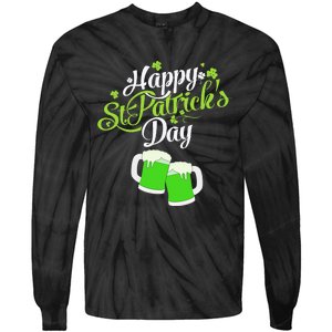 Beer Lucky Shamrock Happy St Patricks Day Green Tie-Dye Long Sleeve Shirt