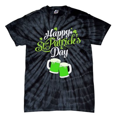 Beer Lucky Shamrock Happy St Patricks Day Green Tie-Dye T-Shirt