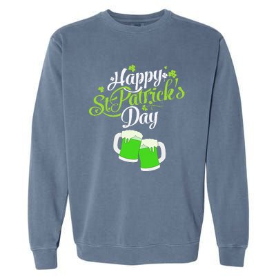 Beer Lucky Shamrock Happy St Patricks Day Green Garment-Dyed Sweatshirt