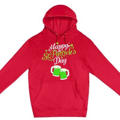 Beer Lucky Shamrock Happy St Patricks Day Green Premium Pullover Hoodie