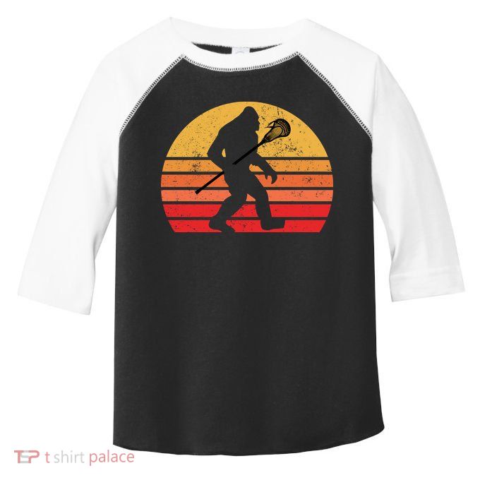 Bigfoot Lacrosse Stick Vintage Surf Sun Funny Lax Gift Toddler Fine Jersey T-Shirt