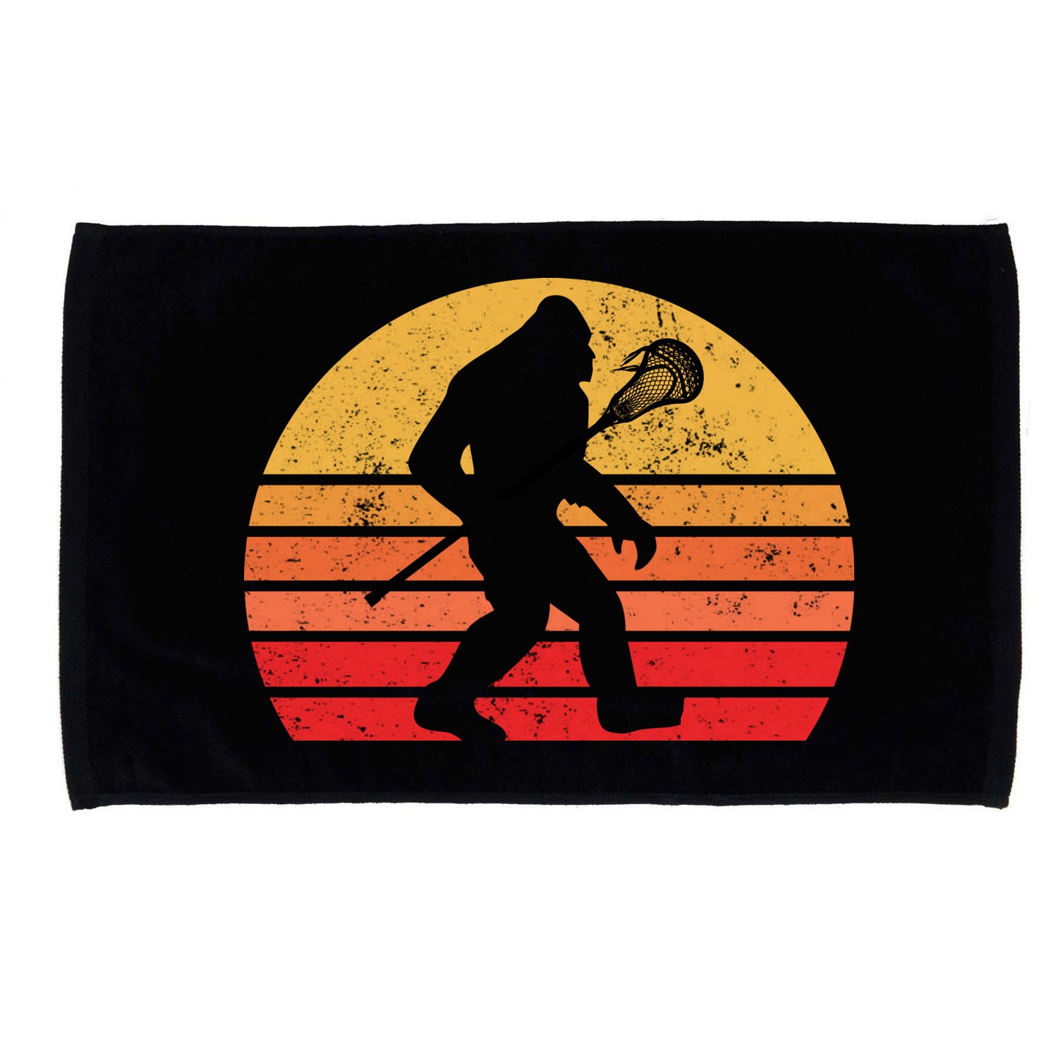 Bigfoot Lacrosse Stick Vintage Surf Sun Funny Lax Gift Microfiber Hand Towel