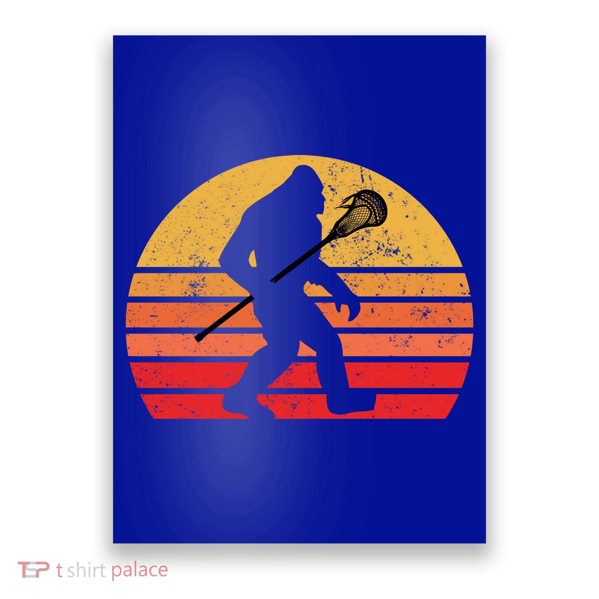 Bigfoot Lacrosse Stick Vintage Surf Sun Funny Lax Gift Poster