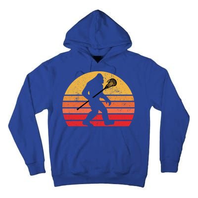 Bigfoot Lacrosse Stick Vintage Surf Sun Funny Lax Gift Tall Hoodie