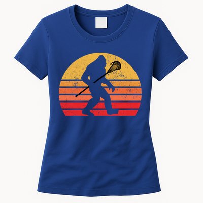 Bigfoot Lacrosse Stick Vintage Surf Sun Funny Lax Gift Womens T-Shirt