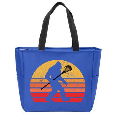 Bigfoot Lacrosse Stick Vintage Surf Sun Funny Lax Gift Zip Tote Bag