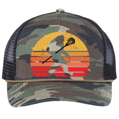 Bigfoot Lacrosse Stick Vintage Surf Sun Funny Lax Gift Retro Rope Trucker Hat Cap