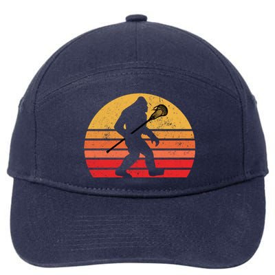 Bigfoot Lacrosse Stick Vintage Surf Sun Funny Lax Gift 7-Panel Snapback Hat