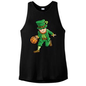 Basketball Leprechaun St Patricks Day Sports Funny Gift Ladies PosiCharge Tri-Blend Wicking Tank