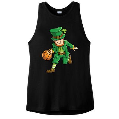 Basketball Leprechaun St Patricks Day Sports Funny Gift Ladies PosiCharge Tri-Blend Wicking Tank