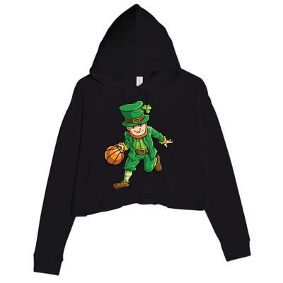 Basketball Leprechaun St Patricks Day Sports Funny Gift Crop Fleece Hoodie