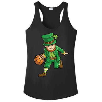 Basketball Leprechaun St Patricks Day Sports Funny Gift Ladies PosiCharge Competitor Racerback Tank