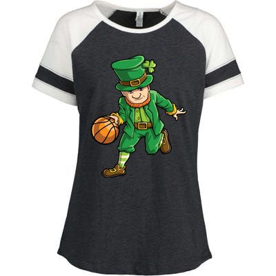 Basketball Leprechaun St Patricks Day Sports Funny Gift Enza Ladies Jersey Colorblock Tee