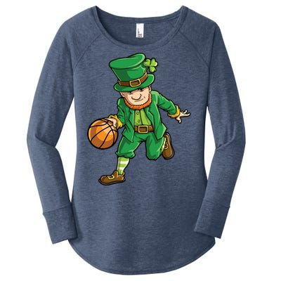 Basketball Leprechaun St Patricks Day Sports Funny Gift Women's Perfect Tri Tunic Long Sleeve Shirt